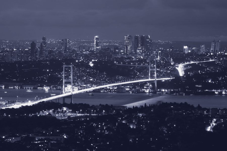 The Bosphorus Bridge in Istanbul at night