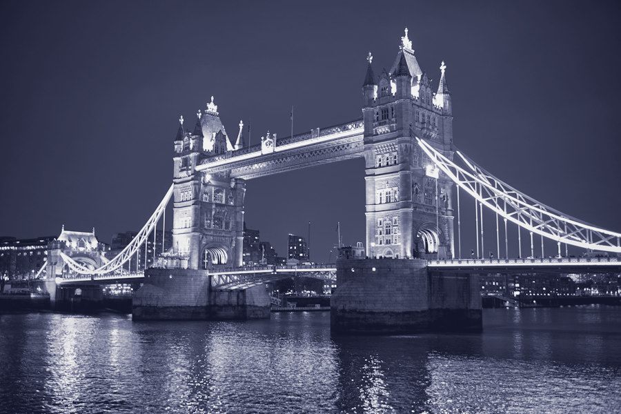 Tower Bridge in London at blue hour